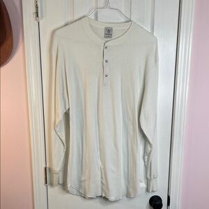 Authentic Penguin Munsingwear.Men's Cream Henley Long Sleeve Shirt